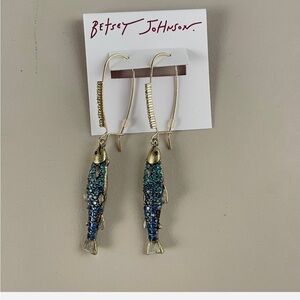 Betsey Johnson Blue and Silver Fish Earrings